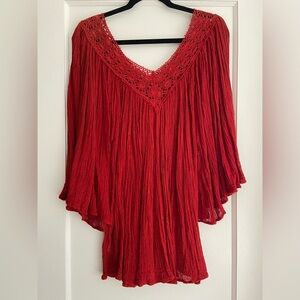 Jen’s pirate booty red crochet mini dress